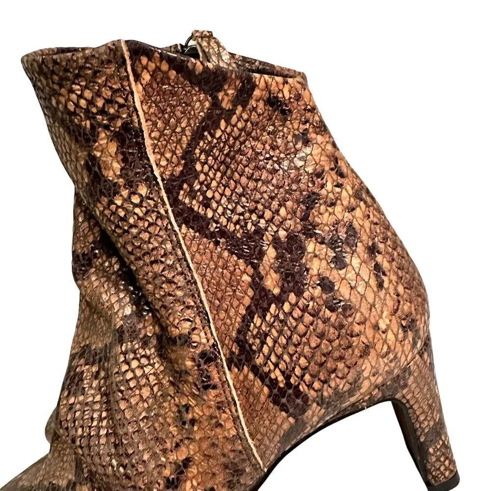 Free People Cybill Snake Print Leather Ankle Boots‎ Size 7.5